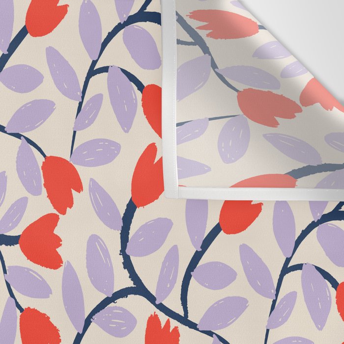 Simple Floral - Very Peri, Red, Blue Wall Tapestry Gallery Image 3