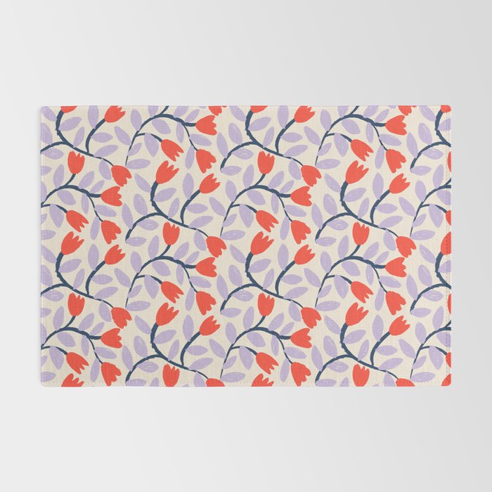 Simple Floral - Very Peri, Red, Blue Rug Gallery Image 2