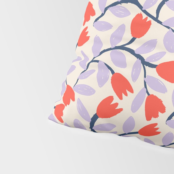 Simple Floral - Very Peri, Red, Blue Pillow Sham Gallery Image 4