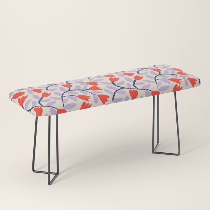 Simple Floral - Very Peri, Red, Blue Bench Gallery Image 1