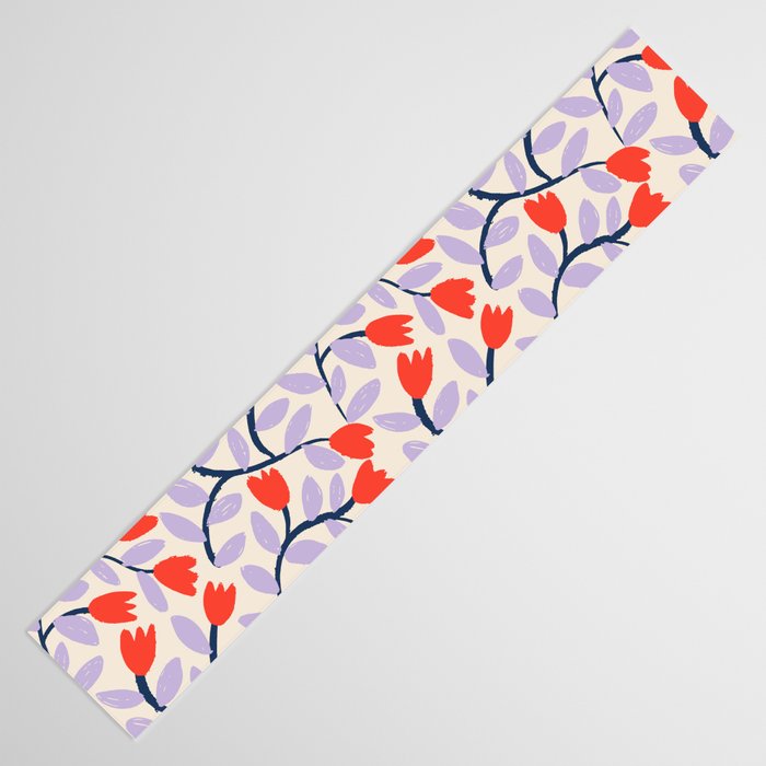 Simple Floral - Very Peri, Red, Blue Table Runner Gallery Image 3