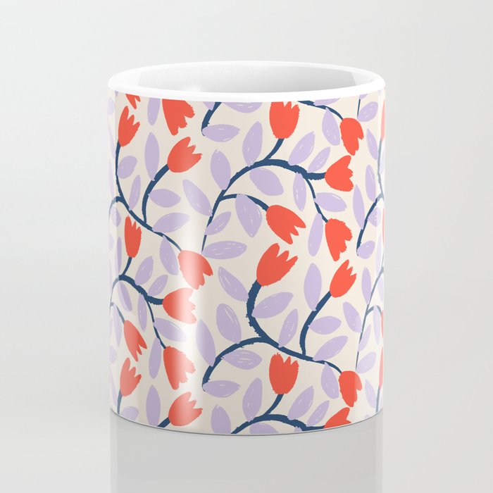 Simple Floral - Very Peri, Red, Blue Coffee Mug Gallery Image 4
