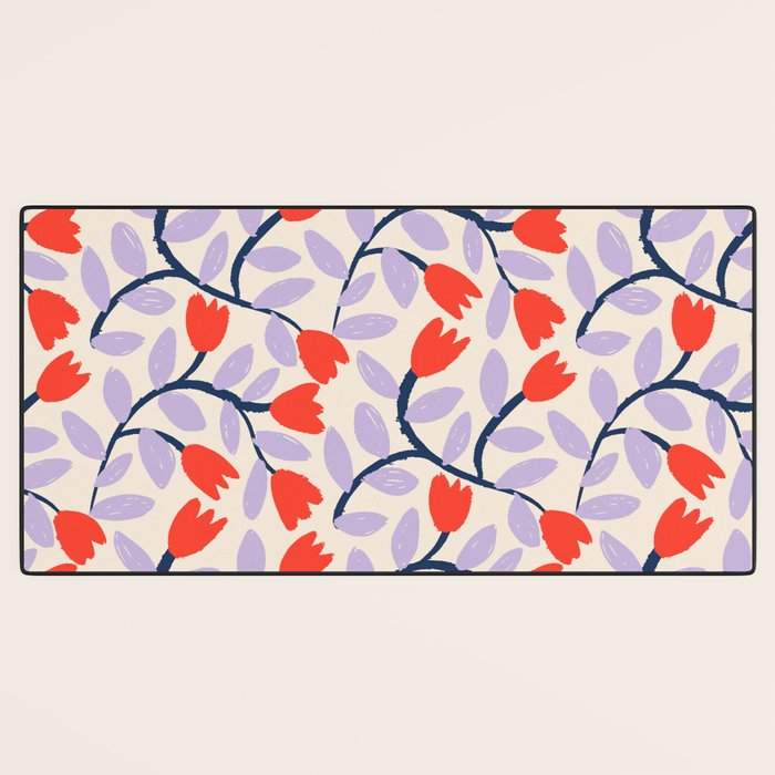 Simple Floral - Very Peri, Red, Blue Desk Mat Gallery Image 3