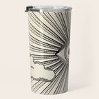 Radiant eye minimal sky scene with clouds - black lines on neutral Travel Mug Gallery Image 3