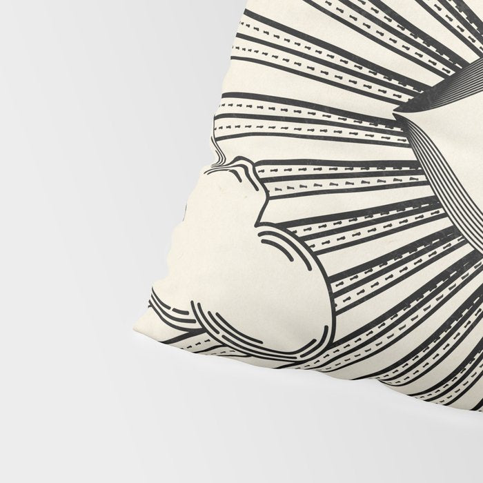 Radiant eye minimal sky scene with clouds - black lines on neutral Pillow Sham Gallery Image 4