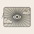 Radiant eye minimal sky scene with clouds - black lines on neutral Laptop Sleeve Gallery Image 1