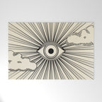 Radiant eye minimal sky scene with clouds - black lines on neutral Welcome Mat Gallery Image 1