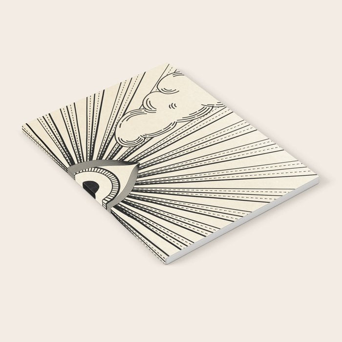 Radiant eye minimal sky scene with clouds - black lines on neutral Notebook Gallery Image 2