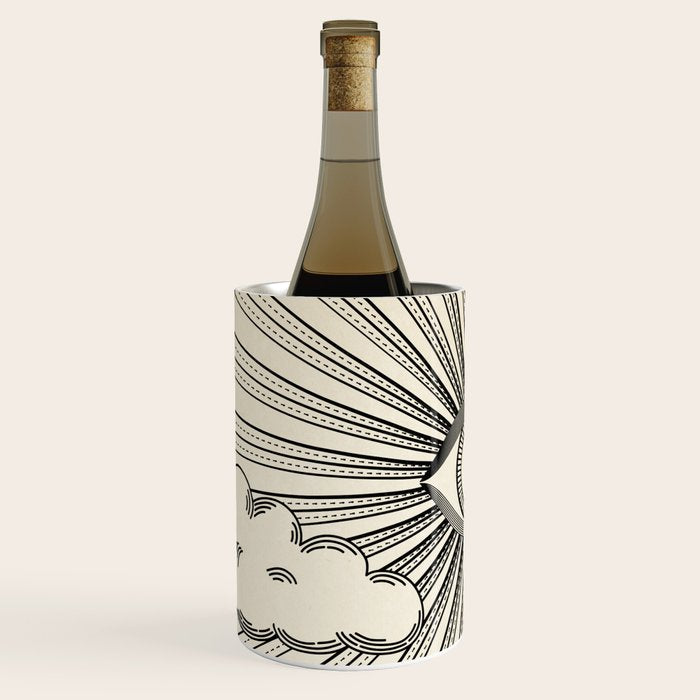 Radiant eye minimal sky scene with clouds - black lines on neutral Wine Chiller Gallery Image 2