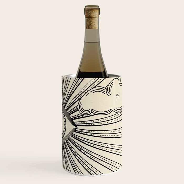 Radiant eye minimal sky scene with clouds - black lines on neutral Wine Chiller Gallery Image 3