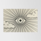 Radiant eye minimal sky scene with clouds - black lines on neutral Rug Gallery Image 2