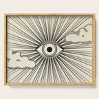 Radiant eye minimal sky scene with clouds - black lines on neutral Serving Tray Gallery Image 1