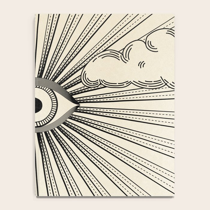 Radiant eye minimal sky scene with clouds - black lines on neutral Notebook Gallery Image 4