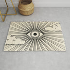 Radiant eye minimal sky scene with clouds - black lines on neutral Rug Gallery Image 1