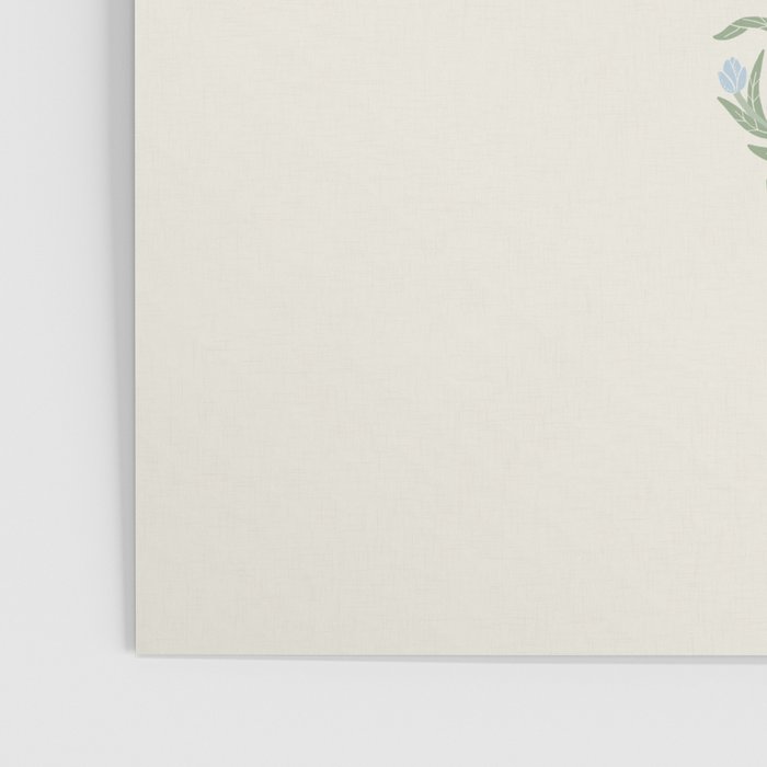 Retro boho flowers - light blue peonies -pastel floral block print Poster Gallery Image 3