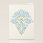 Retro boho flowers - light blue peonies -pastel floral block print Stationery Card Gallery Image 2