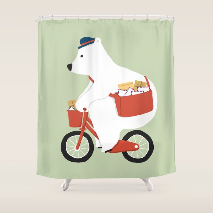 Polar bear postal express Shower Curtain Gallery Image 1