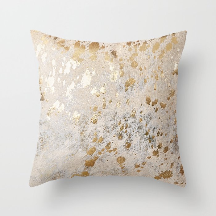 Gold cowhide Metallic Throw Pillow Gallery Image 1