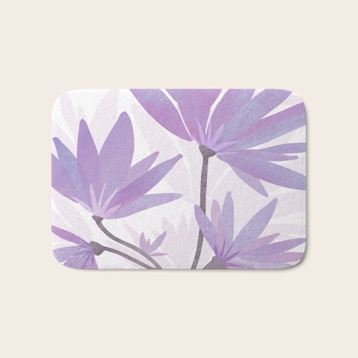 Lilac Blooms Floral Illustration Bath Mat Gallery Image 1
