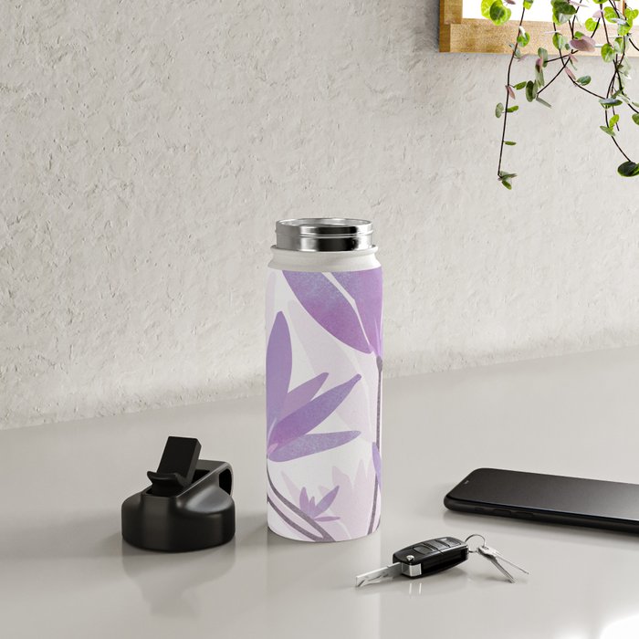 Lilac Blooms Floral Illustration Water Bottle Gallery Image 4