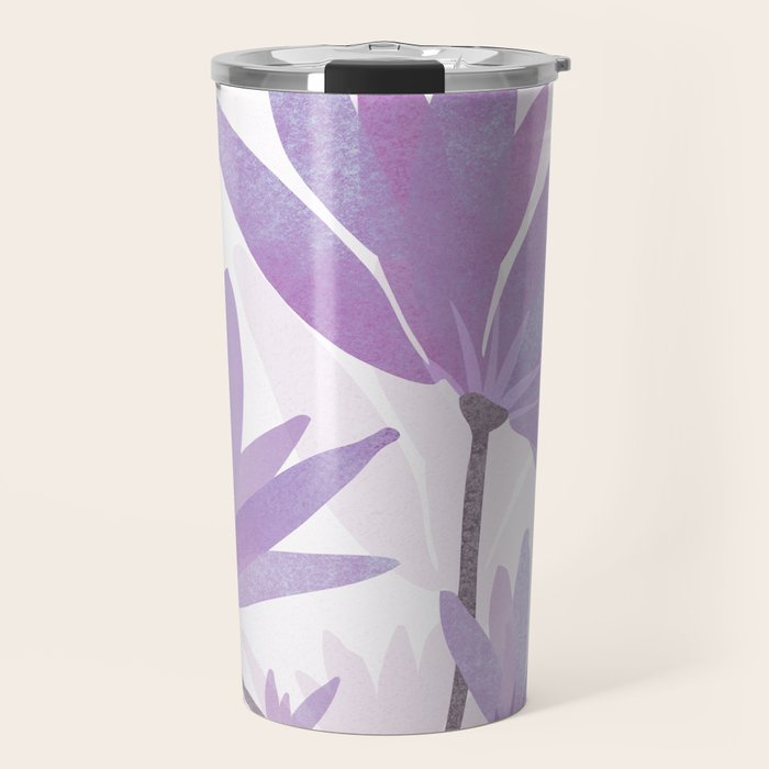 Lilac Blooms Floral Illustration Travel Mug Gallery Image 1