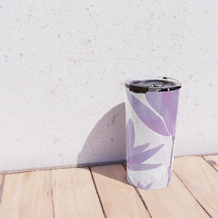 Lilac Blooms Floral Illustration Travel Mug Gallery Image 4