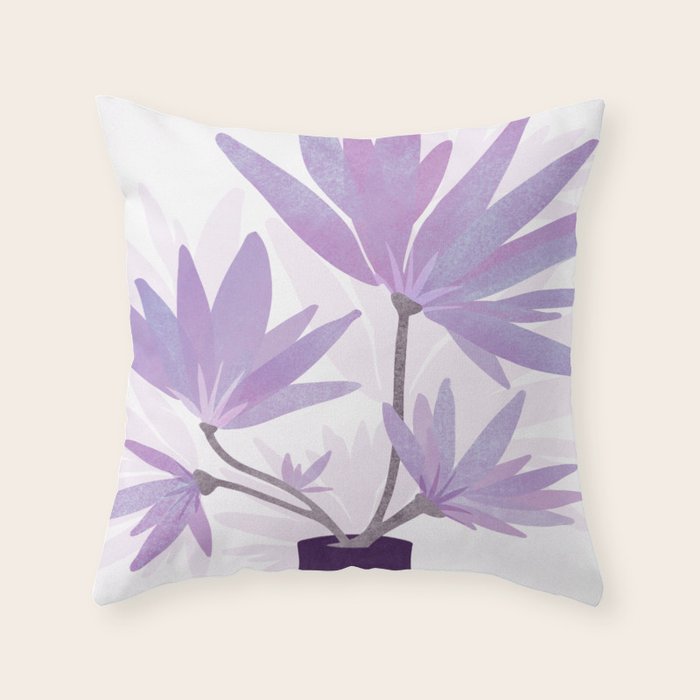 Lilac Blooms Floral Illustration Throw Pillow Gallery Image 6