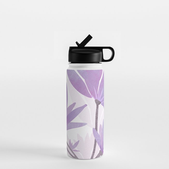 Lilac Blooms Floral Illustration Water Bottle Gallery Image 1