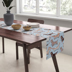 Origami Dachshunds sausage dogs // pale blue background Table Runner Gallery Image 2