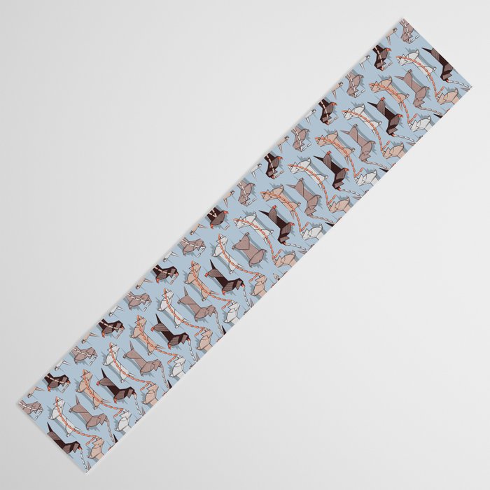 Origami Dachshunds sausage dogs // pale blue background Table Runner Gallery Image 3