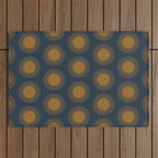 Boho Summer Sun Pattern VII Navy Blue Burnt Orange Outdoor Rug Gallery Image 1