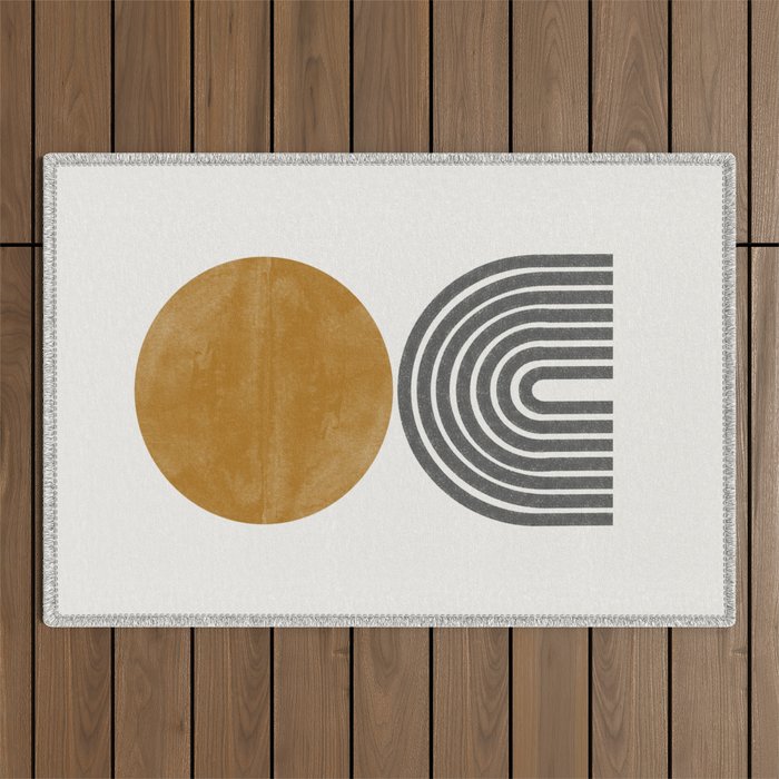 Mid Century Sun Rainbow Outdoor Rug Gallery Image 1