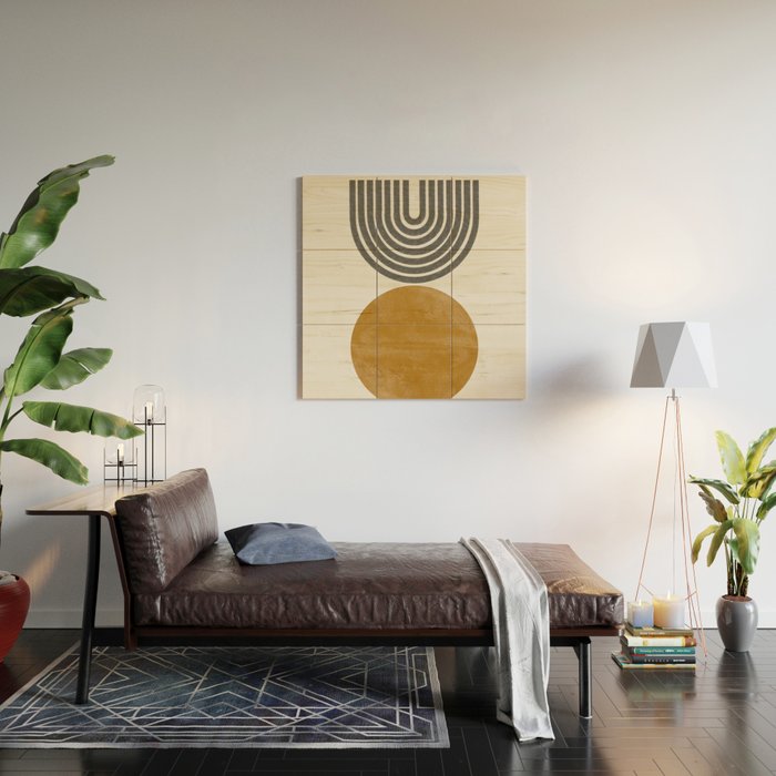 Mid Century Sun Rainbow Wood Wall Art Gallery Image 2
