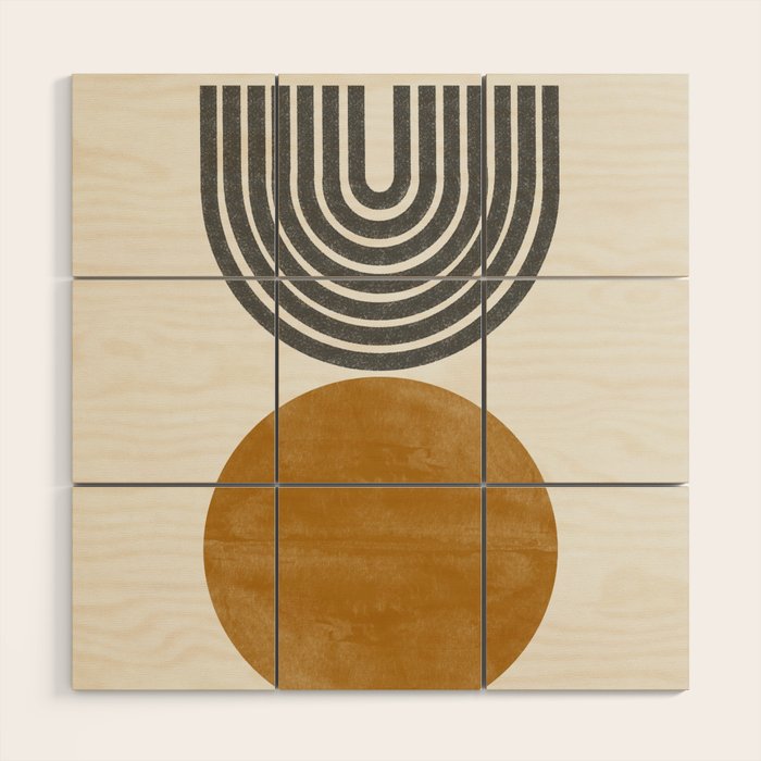 Mid Century Sun Rainbow Wood Wall Art Gallery Image 1