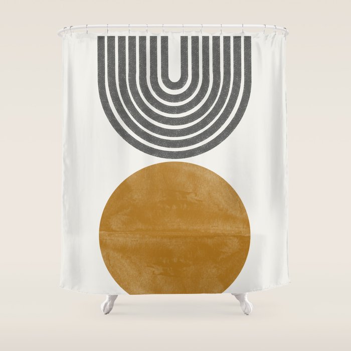 Mid Century Sun Rainbow Shower Curtain Gallery Image 1