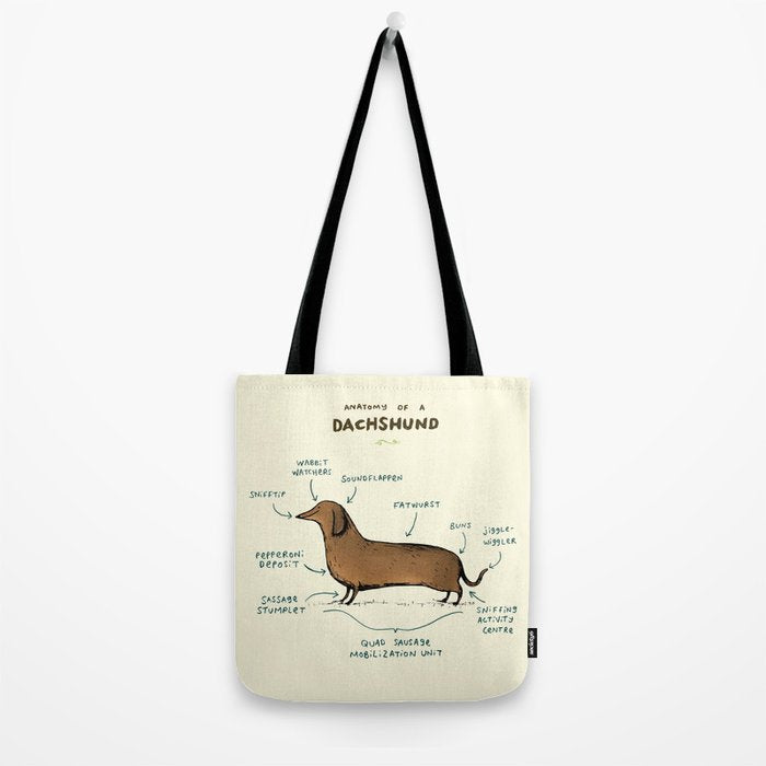 Anatomy of a Dachshund Tote Bag Gallery Image 2