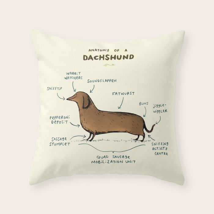 Anatomy of a Dachshund Throw Pillow Gallery Image 6