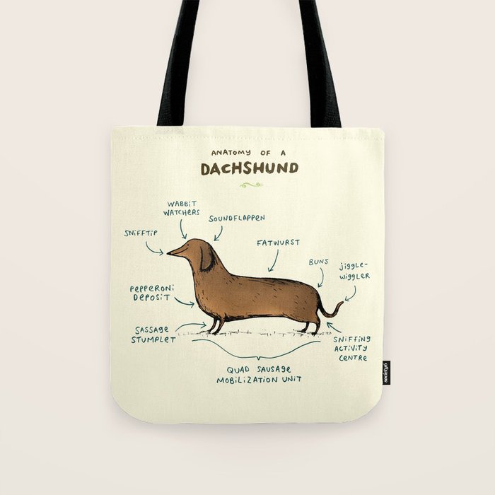 Anatomy of a Dachshund Tote Bag Gallery Image 1