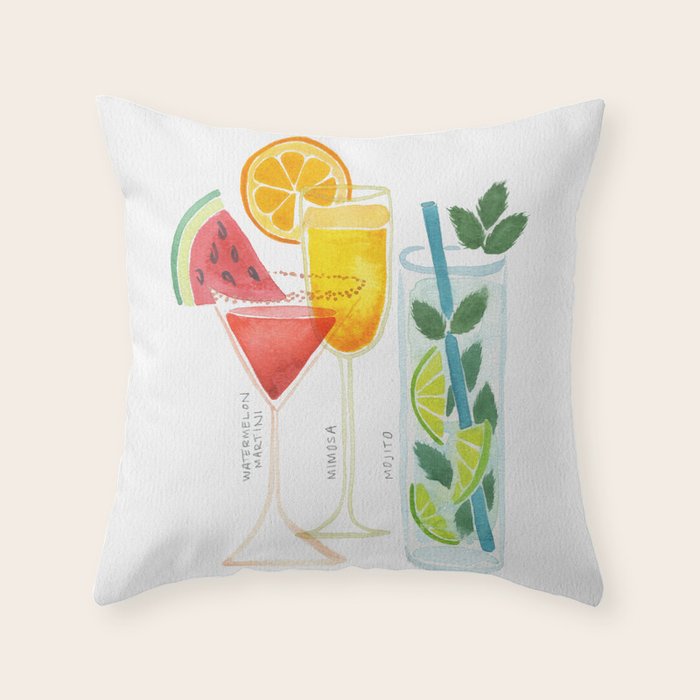 Summer Cocktail Trio Throw Pillow Gallery Image 6