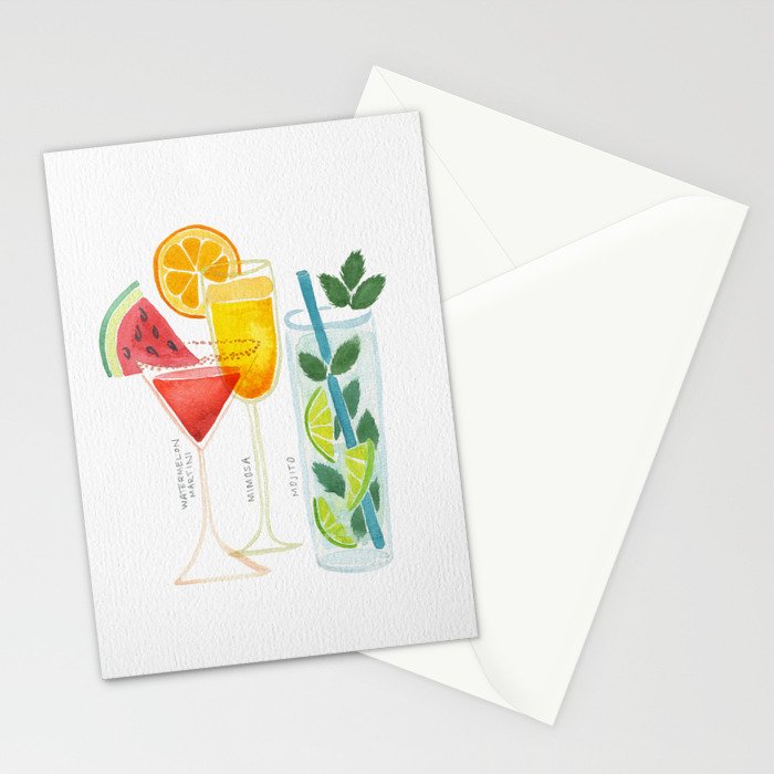 Summer Cocktail Trio Stationery Card Gallery Image 2