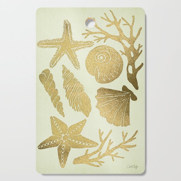 Gold Seashells Cutting Board Gallery Image 1