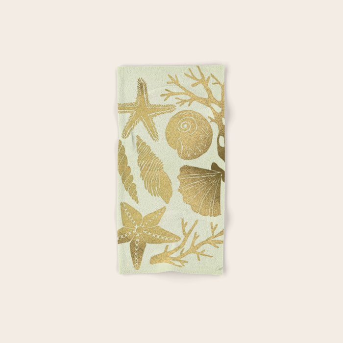 Gold Seashells Bath Towel Gallery Image 1