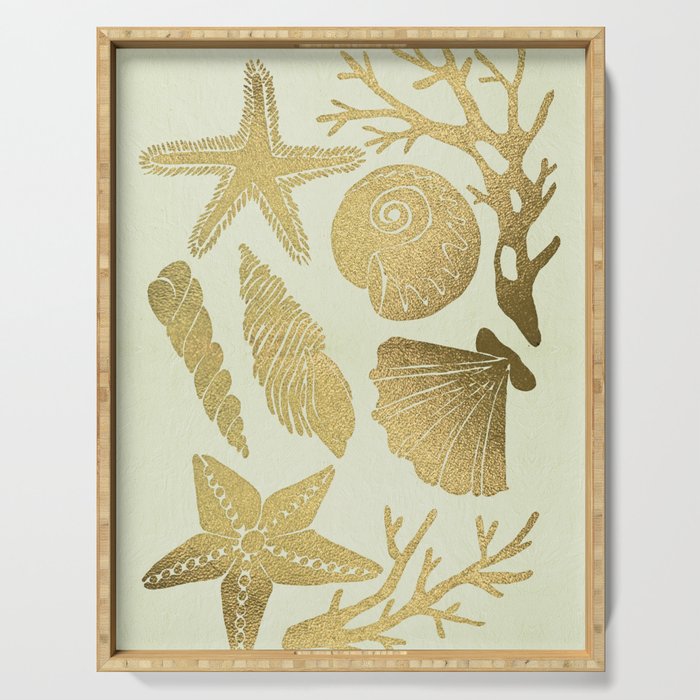 Gold Seashells Serving Tray Gallery Image 1