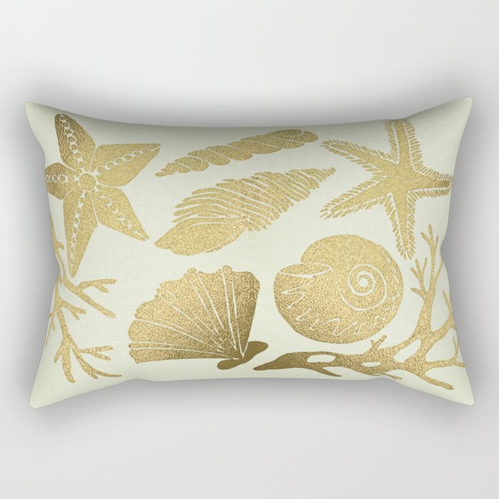 Gold Seashells Rectangular Pillow Gallery Image 1