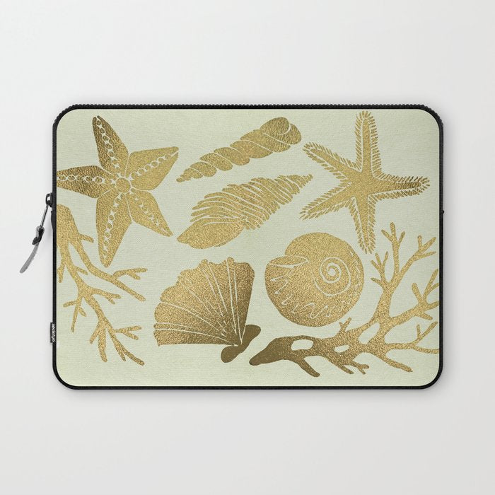 Gold Seashells Laptop Sleeve Gallery Image 1