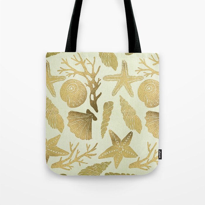 Gold Seashells Tote Bag Gallery Image 1