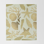 Gold Seashells Throw Blanket Gallery Image 2