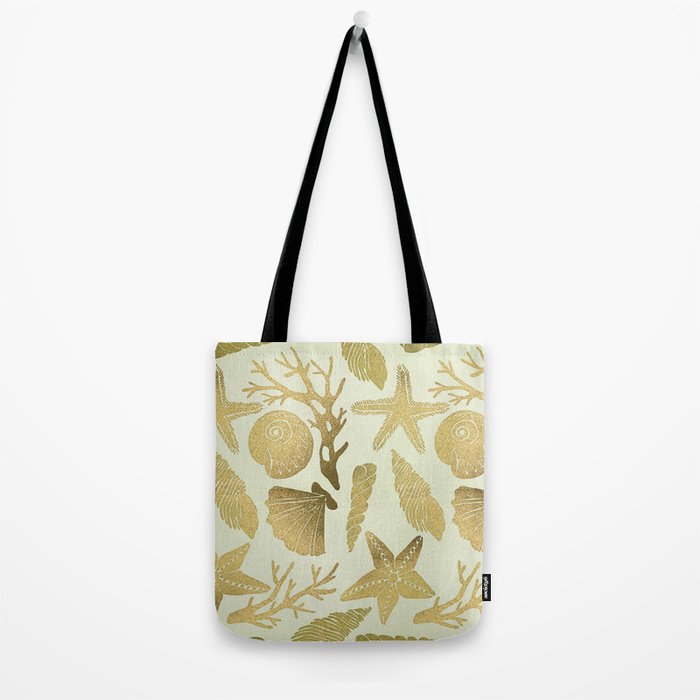 Gold Seashells Tote Bag Gallery Image 2