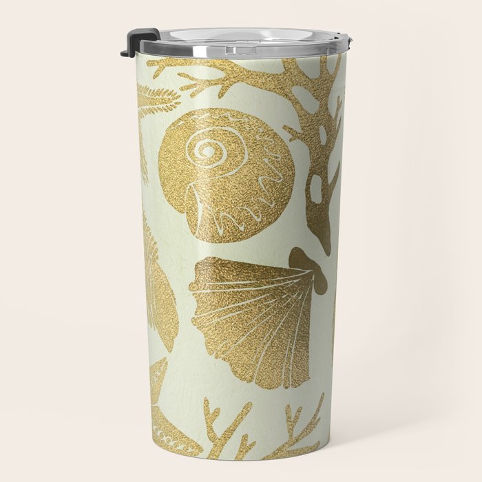 Gold Seashells Travel Mug Gallery Image 3