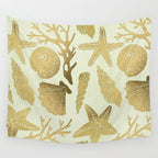 Gold Seashells Wall Tapestry Gallery Image 4